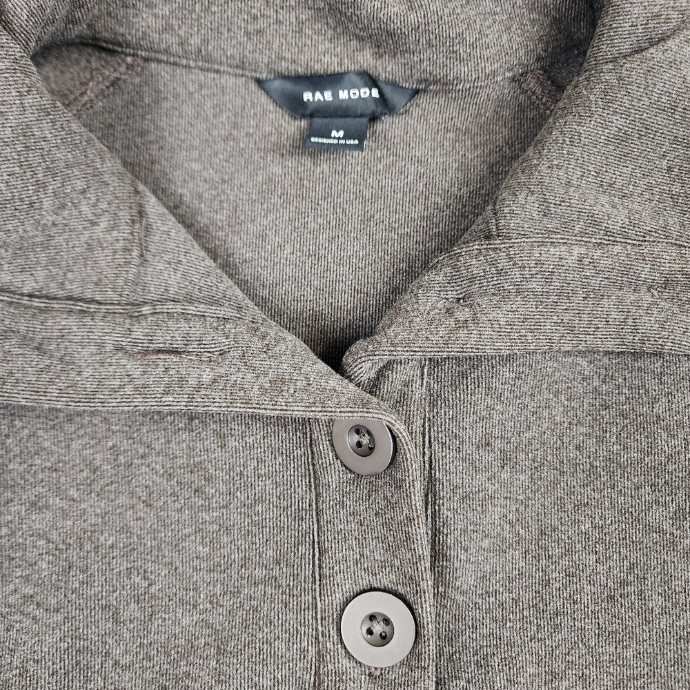 Rae Mode Cozy Brown Pullover Button-Neck Sweatshirt Normcore Athleisure Medium - Picture 2 of 8